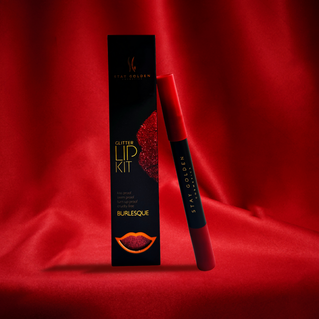 Burlesque Glitter Lip Kit with New Jumbo Lip Liner Stay Golden Cosmetics